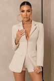 Unbeaten Cream Plunge Corset Waist Blazer