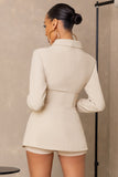 Unbeaten Cream Plunge Corset Waist Blazer