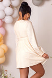 Blossoming Cream Maternity Wrap Front Sequin Mini Dress