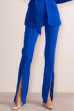 Checked Out Electric Blue Split Front Trousers