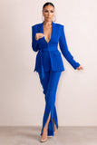 Checked Out Electric Blue Split Front Trousers