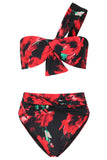 Bowline Multi Print One Shoulder Knotted Bikini Top