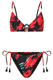 Sweep Multi Print Beaded String Bikini Bottoms