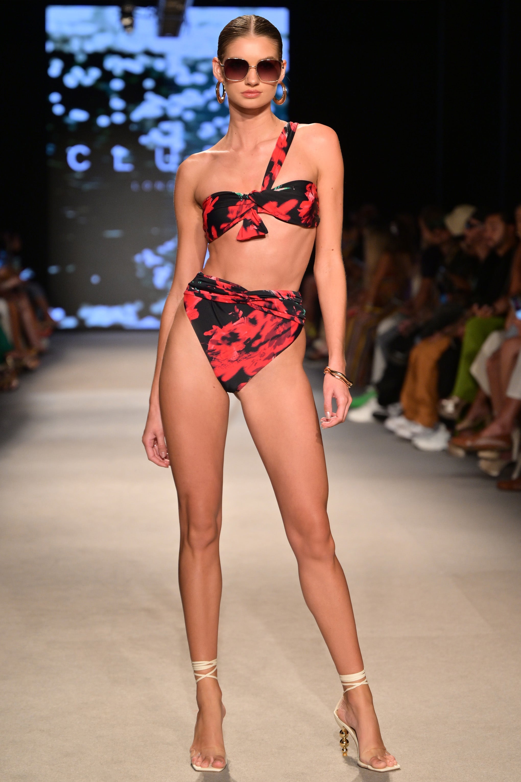 High Tide Multi Print High Waisted Twist Front Bikini Bottoms