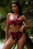 Bowline Multi Print One Shoulder Knotted Bikini Top