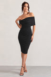 Alyssa Black Bardot Bow Detail Midi Dress