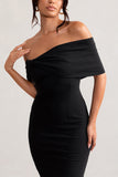 Alyssa Black Bardot Bow Detail Midi Dress