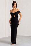 Arella Black One Shoulder Twist Front Maxi Dress