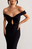 Arella Black One Shoulder Twist Front Maxi Dress