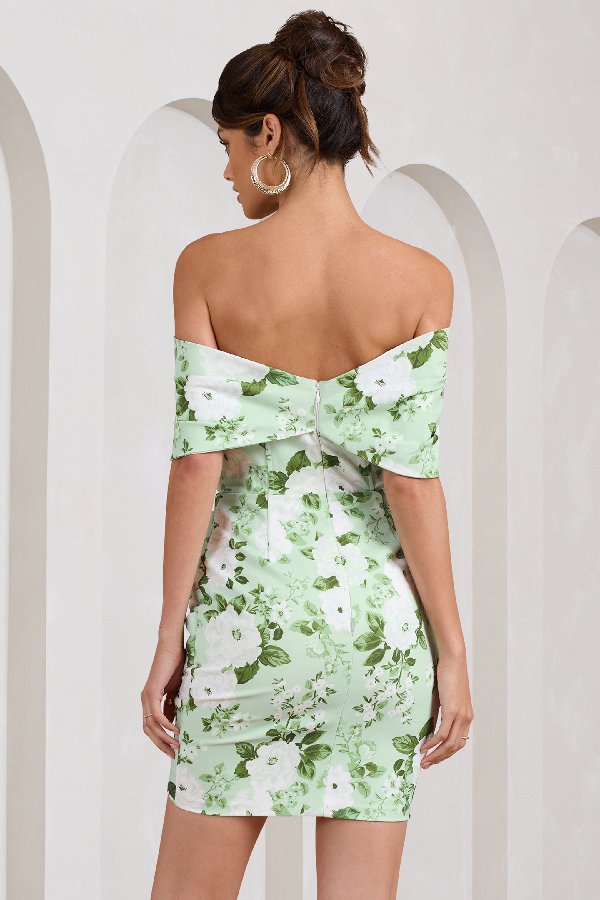 Snowdrop White & Green Floral Print Wrap Mini Dress