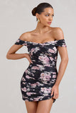 Thorn Black Floral Bardot Bodycon Mini Dress