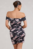 Thorn Black Floral Bardot Bodycon Mini Dress