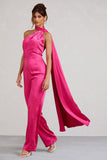 Cascada Hot Pink Satin Wide Leg Jumpsuit With Statement Scarf Neck