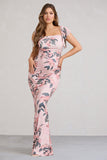 Merlot Pink Floral Asymmetric Maternity Maxi Dress
