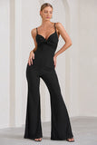 Aspiration Black Knot Detail Ruched Jumpsuit