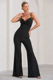 Aspiration Black Knot Detail Ruched Jumpsuit