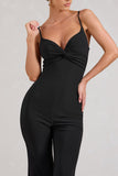 Aspiration Black Knot Detail Ruched Jumpsuit