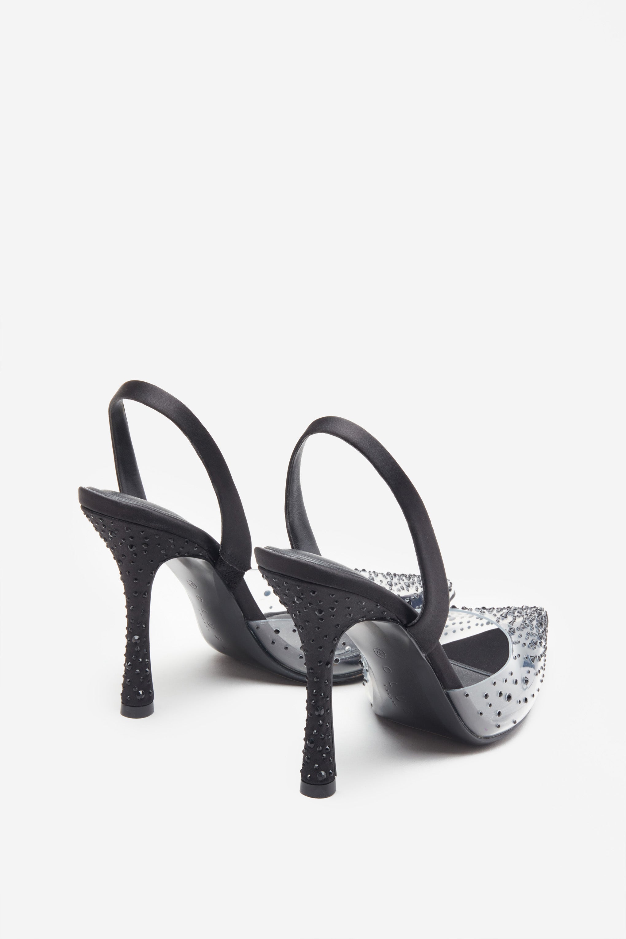 Covergirl Black Diamante Sling Back Pointed Heels