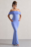Kiana Pale Blue Bardot Maxi Dress