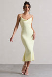 Addison Lemon Cowl-Neck Open-Back Midi Dress With Lace