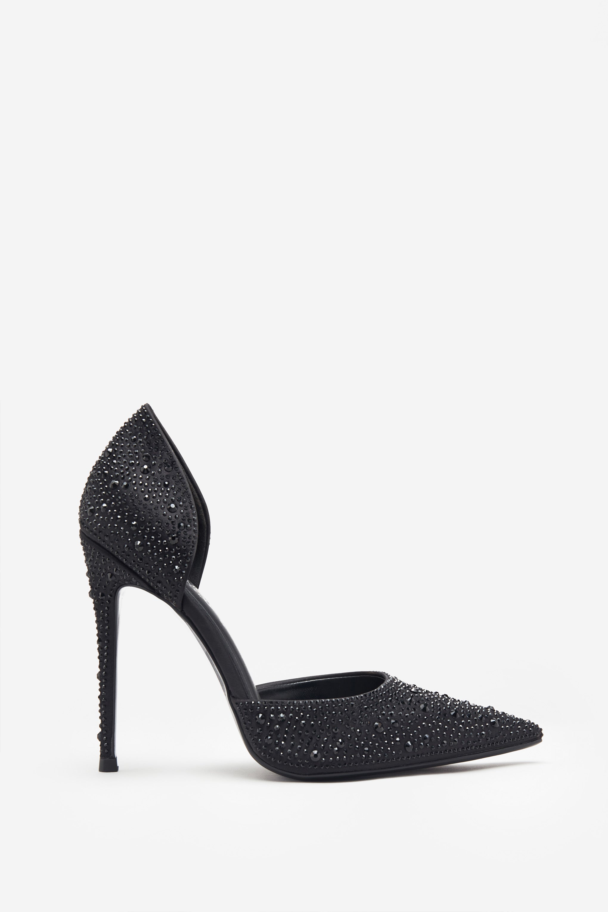 Catcher Black Diamante Pointed Court Heels