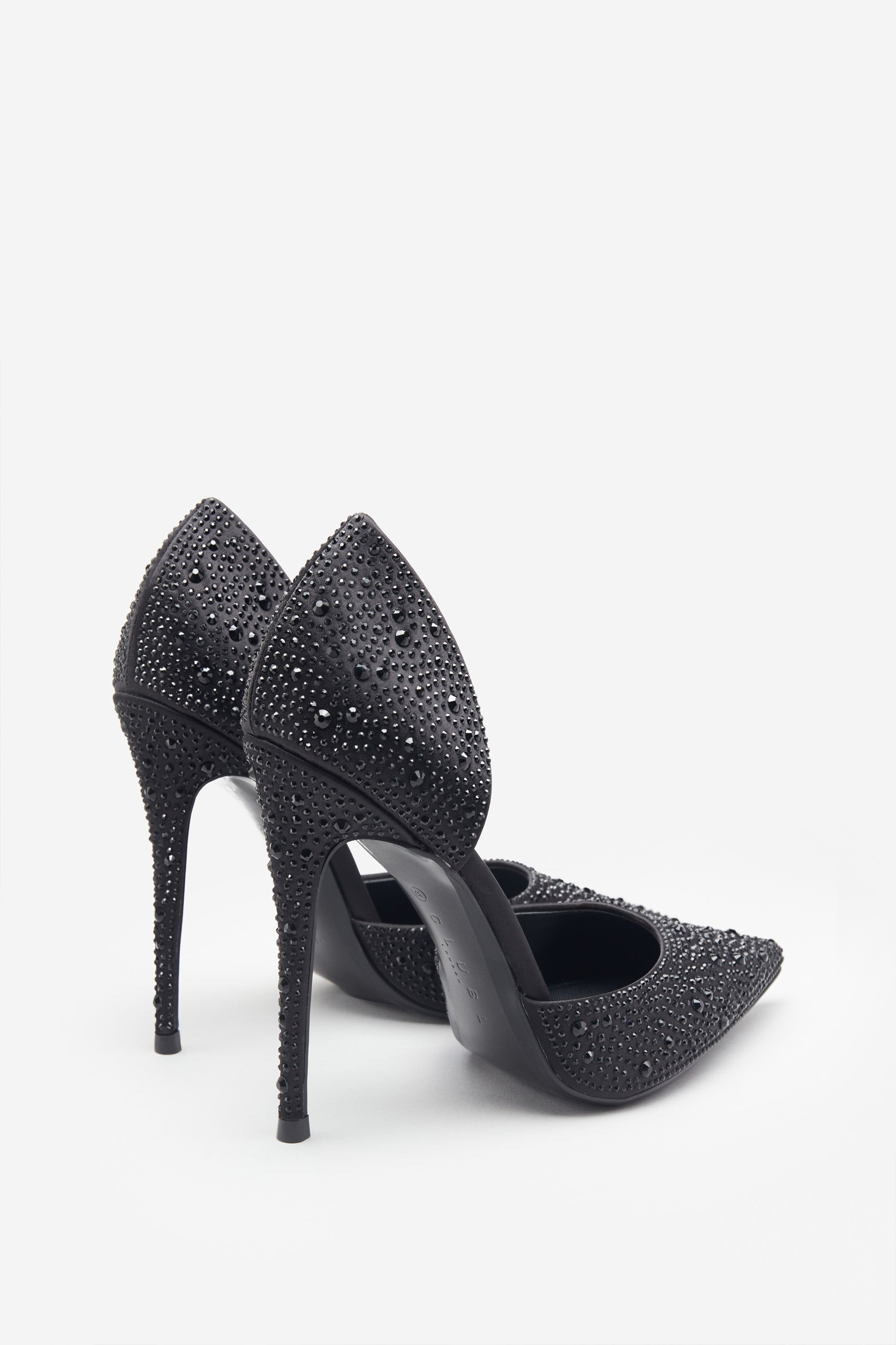 Catcher Black Diamante Pointed Court Heels
