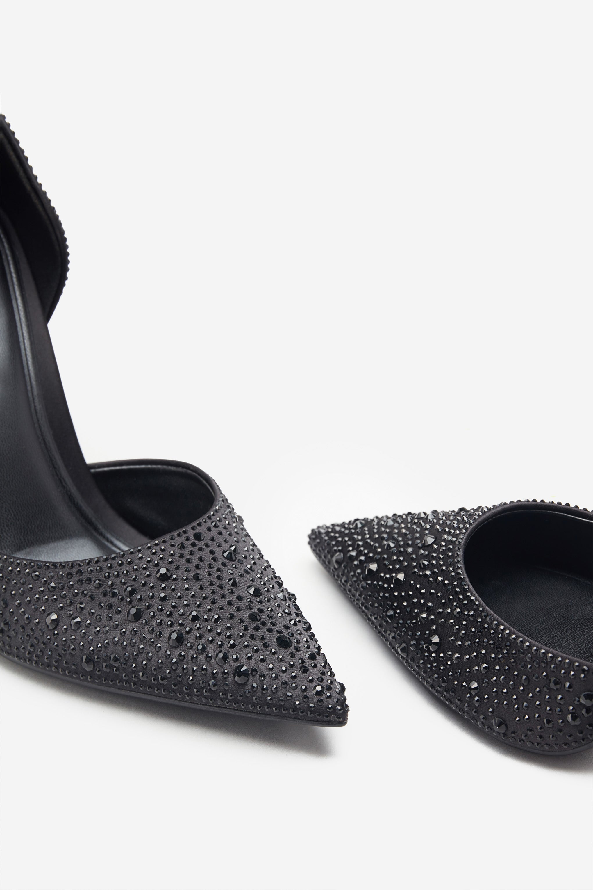 Catcher Black Diamante Pointed Court Heels