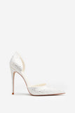 Catcher Ivory Diamante Pointed Court Heels