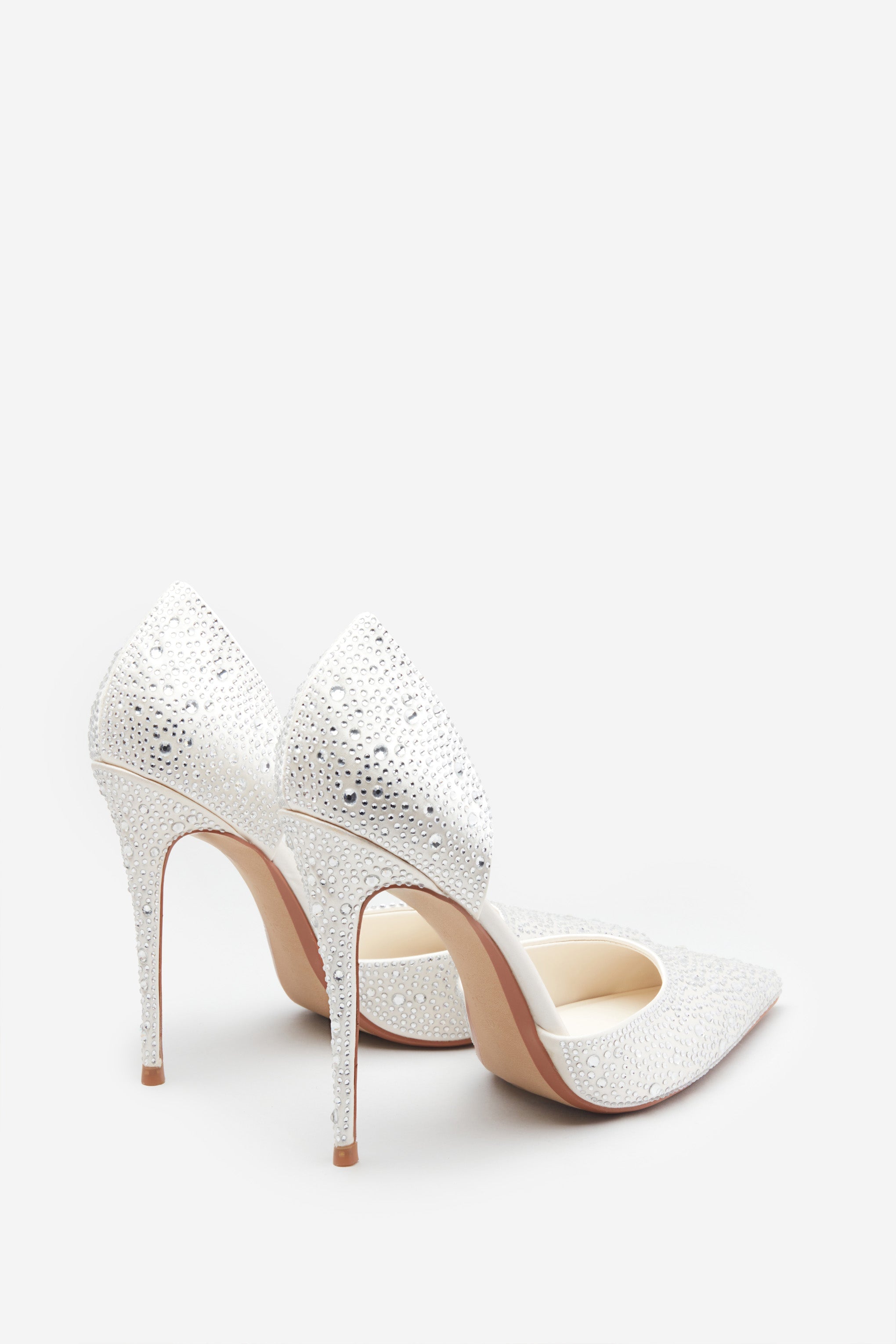 Catcher Ivory Diamante Pointed Court Heels