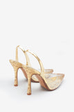 Covergirl Gold Diamante Sling Back Pointed Heels