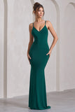 Naya Bottle Green Strappy V-Neck Maxi Dress