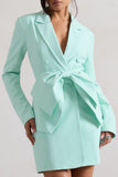 Prized Mint Green Tailored Blazer Dress With Bow