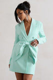 Prized Mint Green Tailored Blazer Dress With Bow
