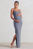 Aurelia Grey Maternity Cami Maxi Dress With Split