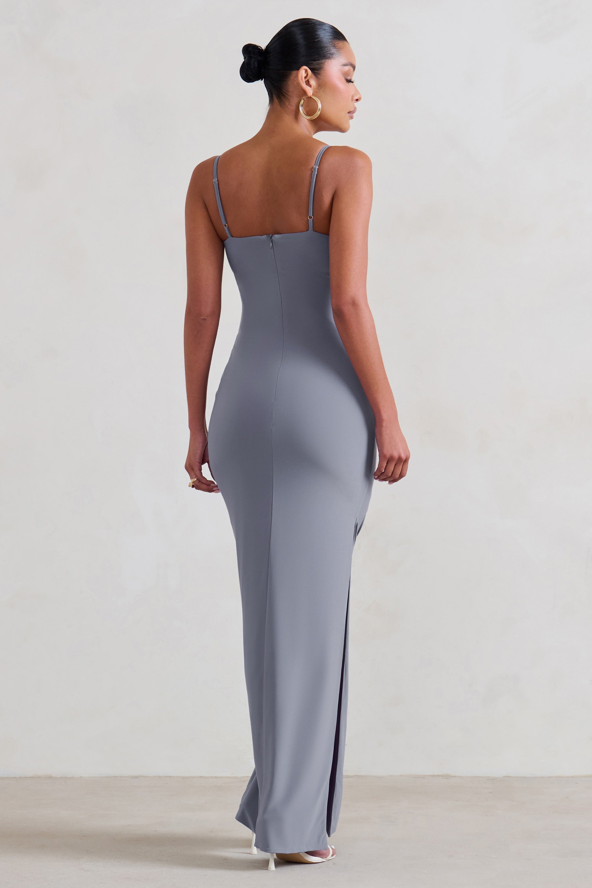 Aurelia Grey Maternity Cami Maxi Dress With Split