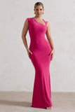 Behind The Scenes Dark Pink Sleeveless Cut-Out Maxi Dress