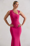 Behind The Scenes Dark Pink Sleeveless Cut-Out Maxi Dress