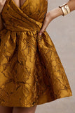 Pixi Mustard Floral Print Sweetheart Neck Mini Dress