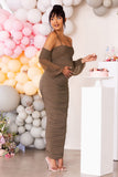 Announcement Mocha Maternity Bardot Ruched Maxi Dress