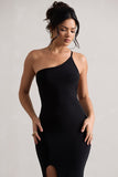 Belle Black One Shoulder Fishtail Maxi Dress