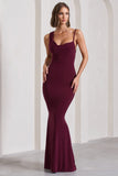 Phantasy Burgundy Asymmetric Neckline Cowl Maxi Dress