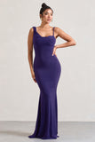 Phantasy Purple Asymmetric Neckline Cowl Maxi Dress