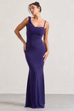 Phantasy Purple Asymmetric Neckline Cowl Maxi Dress