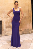 Phantasy Purple Asymmetric Neckline Cowl Maxi Dress