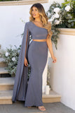 Seduction Dove Grey Fish Tail Maxi Skirt