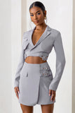 Jet Set Dove Grey Belt Strap Pocket Detail Mini Skirt