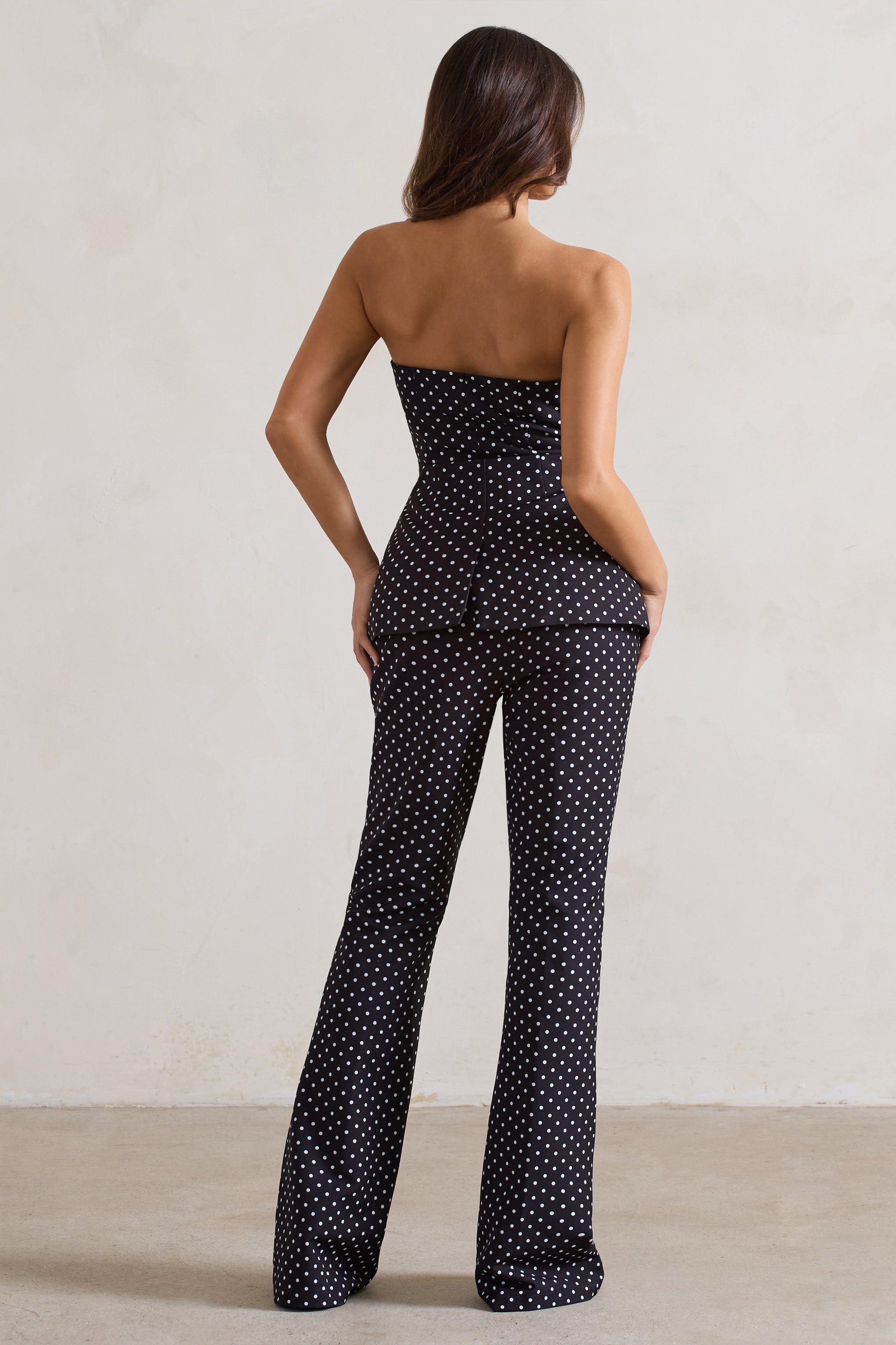Kehlani Black Polka Dot High Waist Wide Leg Trousers