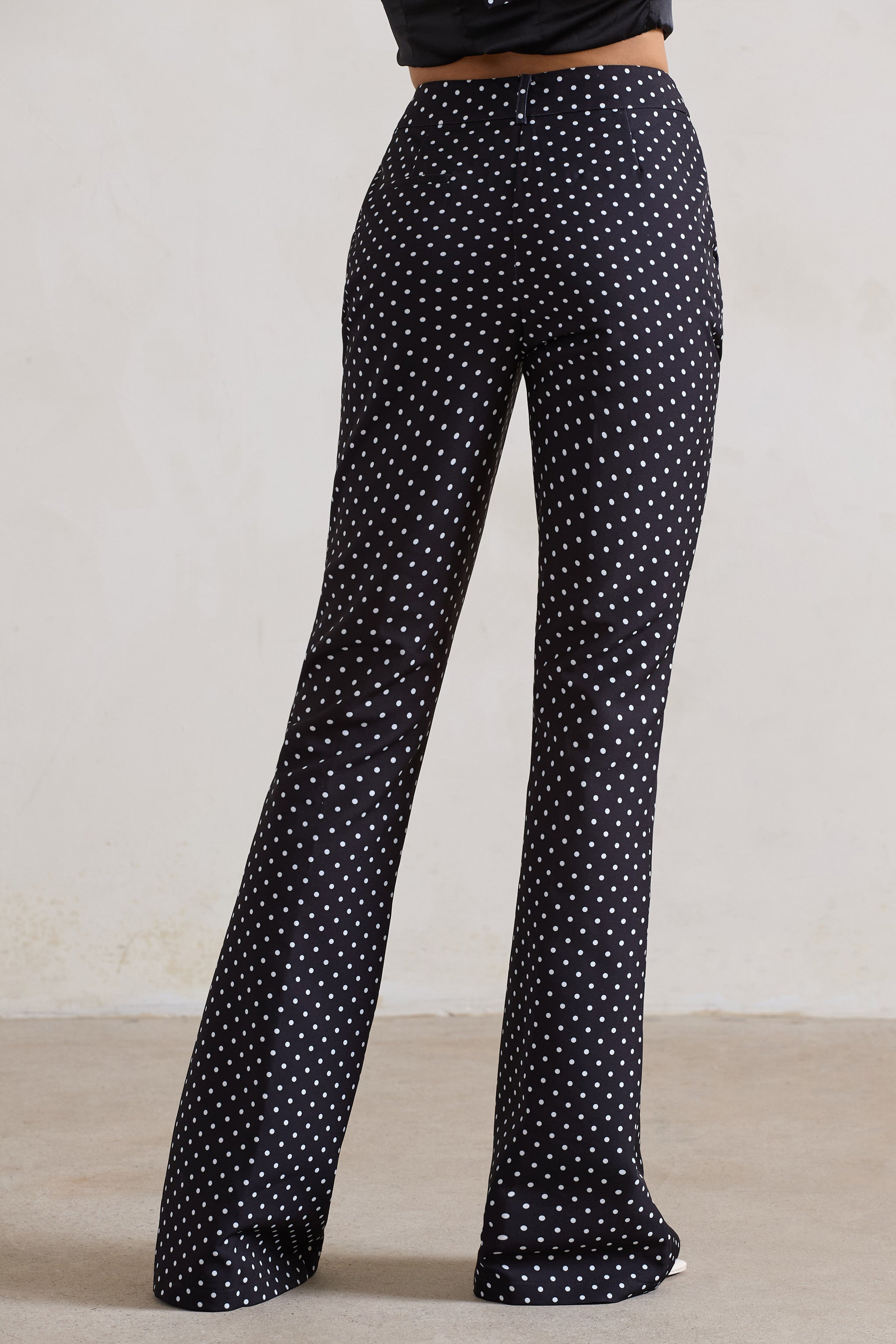 Kehlani Black Polka Dot High Waist Wide Leg Trousers