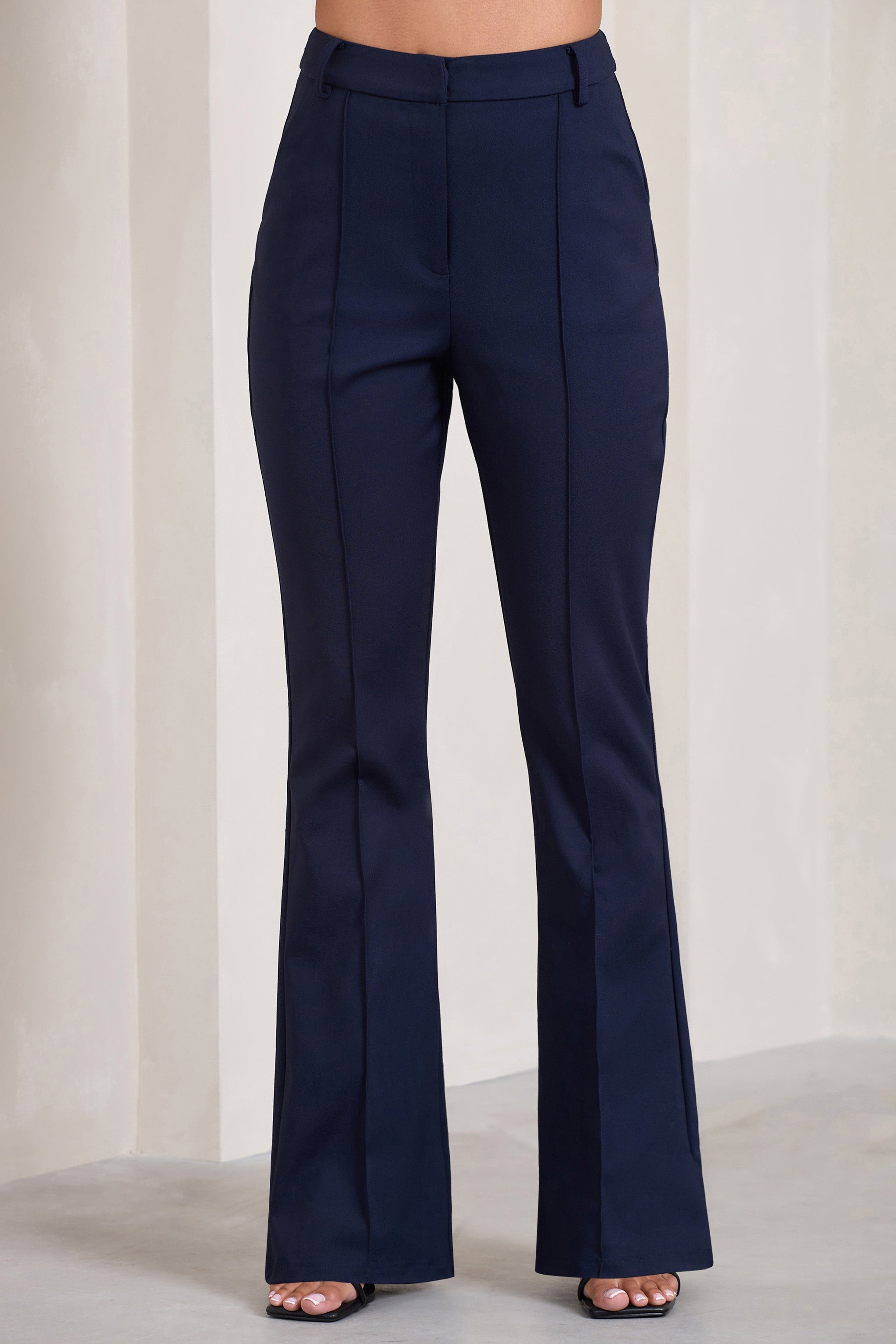 Kehlani Navy High Waist Wide Leg Trousers