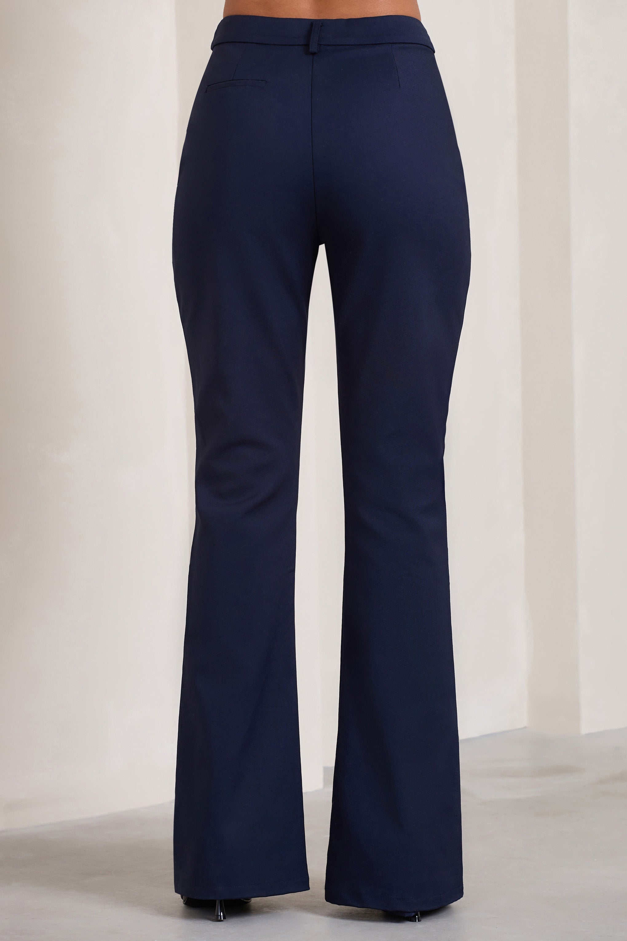 Kehlani Navy High Waist Wide Leg Trousers